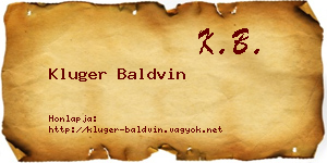 Kluger Baldvin névjegykártya